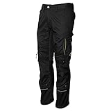 Hans Schäfer Workwear HSW Smart – Lange Arbeitshose für Herren – Modische Cargo-Bundhose mit Knietaschen und Cordura-Verstärkung – Stretch-Slim-Fit – Schwarz, 48