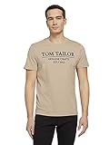 TOM TAILOR Herren 1021229 Basic Logo T-Shirt, 11485-Sandy Beige, XL