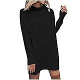 Kleid Damen, Kleid Damen Elegant, Kleider Damen Festlich, Mode Frauen Winter Casual Solide Kleid Oansatz Langarm Minik