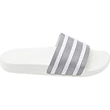 adidas Men's Adilette Microsuede Slip On Sandal, (Size 7, Grey/White)