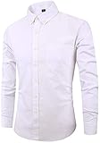 Ericcay Hemd Kariert Freizeithemd Landhausstil Langarmhemd Slim Fit Hemd Bestickt Baumwolle Für Oktoberfest Karneval Business Freizeit Gr S 3XL (Color : White-2, Einheitsgröße : XL)