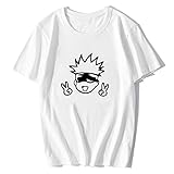 Phoetya Anime Jujutsu Kaisen T-Shirt für Frauen Gojo Satoru Sukuna Grafik gedruckt Kurze Ärmel Tee(s Weiß-4)