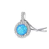 ANAZOZ Halskette Silber 925 Damen, Halskette Hochzeitstag Runde Erstellt Opal Zirkonia, Silber, Geschenk für S