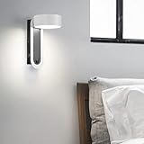 Wandlampe Innen Mit Schalter LED Wandleuchte Schwarz Schwenkbar 9W Wand Bettlampe Mit USB - Port, Aluminium Modern Wandbeleuchtung Für Treppenhaus Schlafzimmer Wohnzimmer Kinderzimmer,6000k