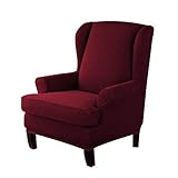 DFJU Stretch Wingback StuhlbezugDiamond Jacquard Pattern Wingback Chair Schonbezug Spandex Wingback Stuhlbezug Langlebig rutschfest für Ohrensessel-hellgrau-2-teilig