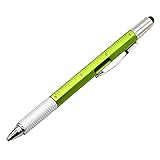 woyada 6 in 1 Kugelschreiber mit Stylus Spitze Elektronischer Bildschirm Touch Stylus Schwarz Blau Refill Werkzeug mit Lineal Level Testfunktion Kugelschreiber Glattes Schreib