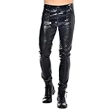 Patrice Catanzaro Kunstleder Lack Hose Schmal Chaps-Optik (Schwarz, XL)