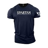 GYMTIER Spartan – Gym T-Shirt für Herren, Bodybuilding, Gewichtheben, Strongman, Trainings-Top, Aktivkleidung, Spartan, geschmiedet, navy, XXL