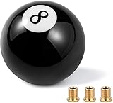 Rundkugelschaltknauf, YAIKOAI Schwarz 8 Ball Billard Runder Schaltknauf Acryl Manueller Schaltknauf Shifter mit 3 Adaptern Universal Fit für manuelles Auto (Schwarz)