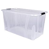 Master Box + Deckel Aufbewahrungsbox L 71,9 x B 38,5 x H 37,2 cm - 80 Liter | transparent stapelbar | Transportbox transparent | Lebensmittelbox lebensmittelgeeignet | Kunststoffbox Lagerbox stapelb