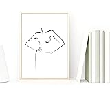 Din A4 Kunstdruck ungerahmt - Oberkörper Torso Frau - Abstrakt Minimalistisch Zeichnung schwarz weiß Moderne Kunst Druck Poster B
