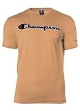 Champion Herren T-Shirt - Crew Neck, Rundhals, Cotton, großes Logo, einfarbig Beige XXL