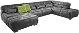 Cavadore Wohnlandschaft Scoutano / XXL-Sofa in U-Form im Industrial Design / 363 x 76 x 227 cm / Lederoptik Schw