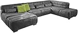 Cavadore Wohnlandschaft Scoutano / XXL-Sofa in U-Form im Industrial Design / 363 x 76 x 227 cm / Lederoptik Schw