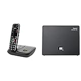 Gigaset E720A - Schnurloses Premium Seniorentelefon mit Anrufbeantworter, schwarz & DECT Basisstation GO Box 100 - Verbindung analog über TAE-Anschluss oder per LAN-Kabel an Ihrem Router - schw