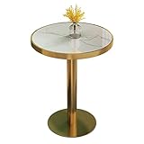 Runder Marmortiegel, 23.6'Marmorplatte, Bistro-Cocktail-stehender Tisch Mit Metallbasis, Einfach Zu Montieren, Geeignet Für Wohnzimmer, Bistro, Café, Höhe 75