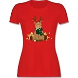 Weihnachten & Silvester Geschenke Party Deko - süßer Elch - M - Rot - süßes Weihnachten - L191 - Tailliertes Tshirt für Damen und Frauen T-S