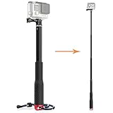 TEKCAM Aluminium Teleskop Handheld Selfie Stick Pole Kompatibel mit Gopro Hero 9 8 7 6 AKASO Victure Crosstour Campark APEMAN Wasserdichte Action Kamera Selfie Stick Einstellbare 11.25-37 '