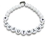 Armband Brautmama weiß - Perlen Acryl 6 mm - Geschenk Brautmutter - Farbwunsch - viele Edelsteinperlen zur Auswahl - Größe 13 cm (Kinder) bis 22 cm - anpassb