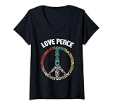 Damen Love Peace Humanity Kindness Happiness Friendly Symbol Fan T-Shirt mit V