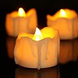 LED Teelichter Kerzen Flammenlose Kerzen Dekorations-Kerzen-Säulen im 12er Set.Realistisch flackernde LED-Flammen 3D Dochtkerzen Batteriebetriebene Kerzenlicht (Gewöhnliche,2000K)