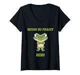 Damen Bevor du fragst Nein lustiges Design mit süßem Frosch witzig T-Shirt mit V