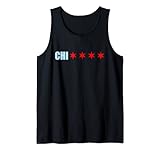 Chicago Chi Flagge mit 4 roten 6 eckigen Sternen des Chicago Tank Top