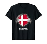 Dänische Flagge Herz Wikinger Dänemark Fußball Fan Trikot T-S