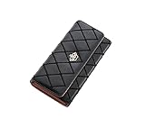 Damen Clutch-Geldbörse aus PU-Leder mit Metallkronen-Handyfach und Kartenhalter, Schwarz , 19cm x 10cm x 2.5cm,