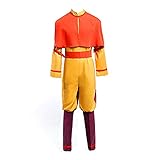 Herren Aang Cosplay Kostüm Full Uniform Set Jungen Anime Halloween Uniform Outfit, gelb, XXXL