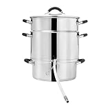 Natursaft Dampfentsafter 10 Liter | Dempfentsafter aus Edelstahl poliert, Durchmesser 28cm, mit ablasshahn und Glasdeckel, Induktionsgeeignet, spülmaschinengeeignet, hitzebeständige silikong
