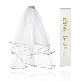 JGA Schärpe,2 Braut schärpe Schleier Junggesellenabschied Frauen Party Zubehör Weiß Schleier Braut JGA Deko Accessoires Schärpe Brautparty Dekorations Sets für Bachelorette Party