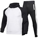 Eternali Jogginganzug Sets Herren Colorblock Patchwork Sportanzug Fitness Jogging Traininganzug Mit Kapuze Freizeitanzug Fitnessanzug Hoodie Sweatshiret und Hose Sport Gym Männer Sportswear O