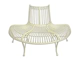Decoratie Bank Gartenbank Parkbank halbrund alt-weiß Eisen Vintage Look 133,8