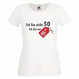 Damen T-Shirt Geburtstag Ich Bin Nicht 50 nur 49,95 Preisschild Fun, Weiss, L