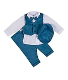 Cocolina4kids Taufanzug Blau Türkis Baby Jungen Anzug Hochzeitsanzug mit Weste (62)