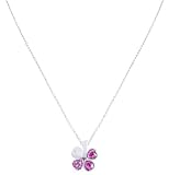Miabelle Damen-Halskette mit Kleeblatt Anhänger Silber Diamanten Swarovski Elemente Pink 45 cm - MB1026G