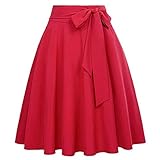 Damen Midi Plisseerock Rock Elegent Boho Faltenrock Elastisch Midirock,Damen A Linie Rock Rockabilly Knielang Vintage Midi Rock mit T