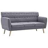 vidaXL Sofa 3-Sitzer Stoff Hellgrau Polstersofa Loungesofa Sitzmöbel C