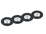 LED Einbaustrahler rund 4er Set stufenlos dimmbar (über Hausinstallation) Schwarz matt - flexible moderne Deckenbeleuchtung