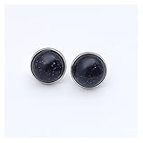 YTNGYTNG Ohrstecker Großhandel 12mm Cabochon Edelstahl Stein Ohrstecker Tiger Eye Opal Rosa Kristall Einstellbare Earing for Frauen Mädchen Schmuck (Metal Color : Bluesand)