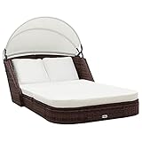 MUSEVANE Sonnenliege mit Baldachin Poly Rattan B