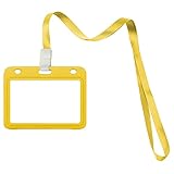 Yiranok id kartenhalter, hartplastik kartenhalter Holder Mit 45cm Schlüsselband für 70 * 100mm impfpass erwachsene -Transparent und Hartplastik，Klarsichthülle Impfpasshülle (Gelb)