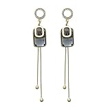 GRGFG Tropfen Ohrringe Für Frauen,Mode Geometric Square Zircon Long Tassel Dangle Ohrringe Hypoallergen Lightweight Drop Anhänger Schmuck Ohrringe Für Frauen Mädchen Party H