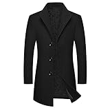 Herren Mittellanger Windbreaker Mantel Einreihig Einreihig Slim Fit Business Casual Top Coat 1026 (Color : Black, Size : EU Size S)