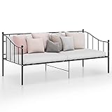 LEFTLY Bequemes stilvolles Schlafsofa für Gäste/Wohnzimmer, schwarzes Metall, 90 x 200