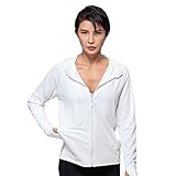 Damen Kapuzenjacke Mit ReißVerschluss, LäSsige Sweatshirtjacke Mit Durchgehendem Ziptop, Leichtes Wander-Outdoor-Shirt, DüNne Strickjacke Fitness Yoga Top (XXL,Weiß)