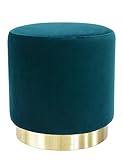 Suhu Hocker Samt Schminktisch Pouf Hocker Sitzhocker Sofa Puff Couch Hocker Samtstoff Fußbank Rund Gold Couchtisch Polsterhocker aus Metall Grü