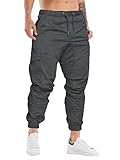 Cindeyar Herren Hosen Slim Fit Casual Jogger Sporthose Freizeithose Cargo Chino Jeans Hose (Dunkelgrau 01,L)