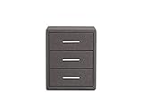 Betten Jumbo King Nachttisch mit 3 Schubladen | Stoffbezug in Hellgrau | Edler Nachtschrank | Perfekt für Boxspringbetten | Maße: 57x50x40